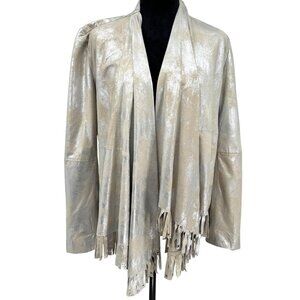 Berek Metallic Leather Jacket Womens Size M Waterfall Western Cowgirl Vintage